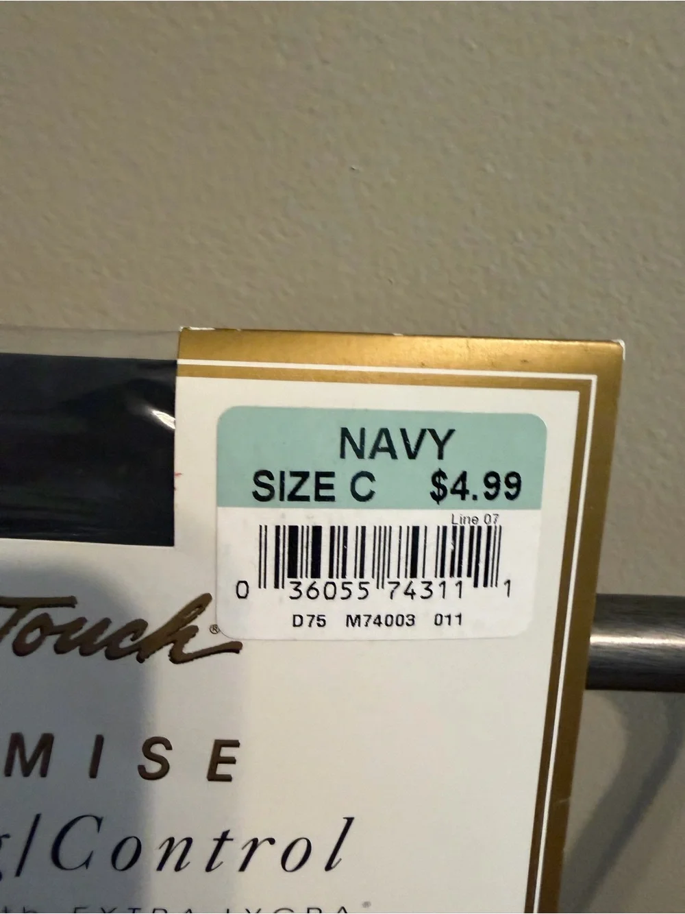 Vintage Nice Touch Promise Lycra 3D Navy Control Top Pantyhose Size C NOS